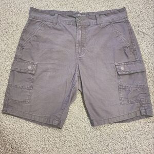 MOUNTAIN RIDGE MENS CARGO SHORTS GREY CASUAL RELAXED FIT POCKETS SZ34